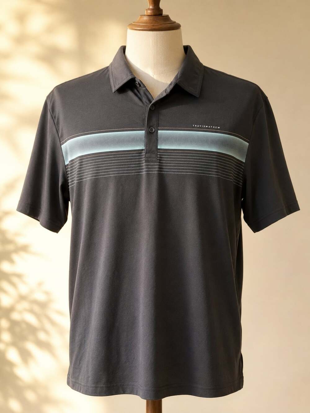 TravisMathew XL Performance Golf Polo Navy Stripe Stretch Country Club Preppy